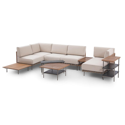 LAUSAINT HOME 7-Piece Outdoor Patio Furniture Set, Wicker Outdoor Conversation Set PE Rattan Sectional Sofa with Washable Cushions and Tempered Glass Table for Garden (Grey)
