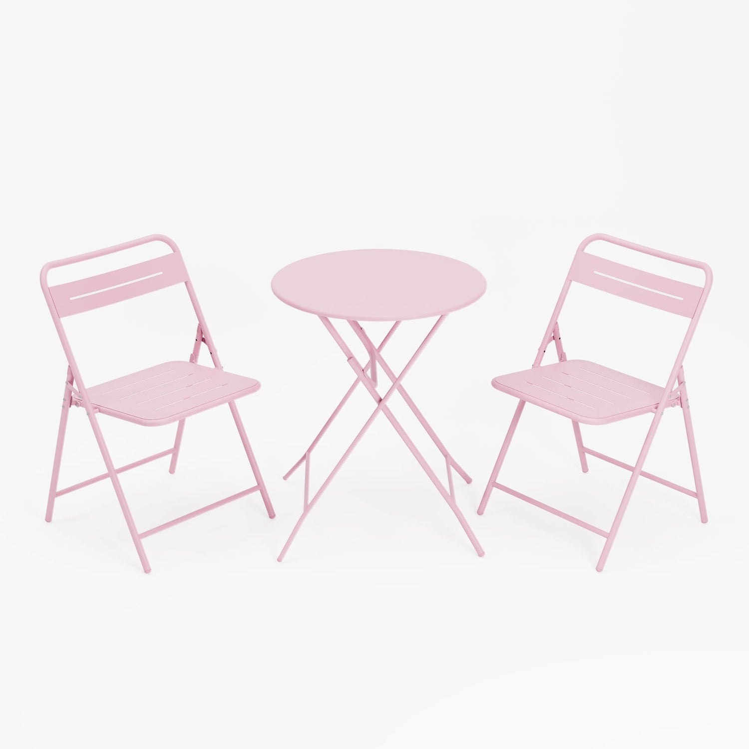 LAUSAINT HOME 3-Piece Steel Folding Bistro Set, Premium Weather-Resistant Patio Table &amp; 2 Chairs