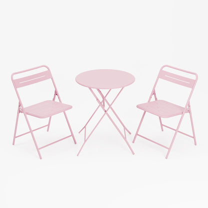 LAUSAINT HOME 3-Piece Steel Folding Bistro Set, Premium Weather-Resistant Patio Table &amp; 2 Chairs