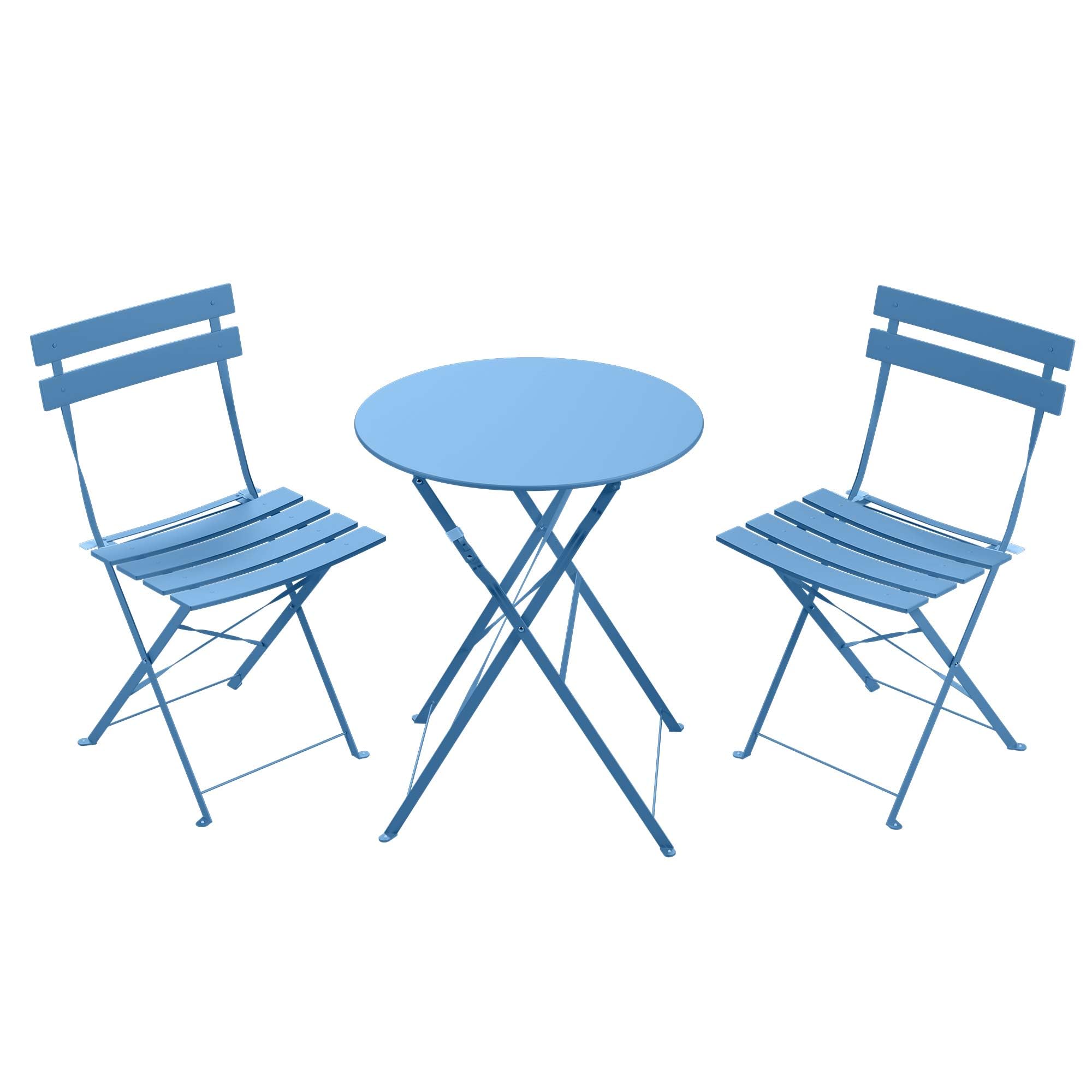 LAUSAINT HOME 3-Piece Steel Folding Bistro Set, Premium Weather-Resistant Patio Table &amp; 2 Chairs