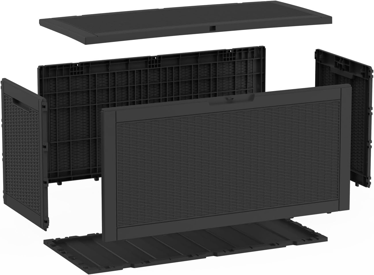 LAUSAINT HOME Resin Deck Box for Outdoor Storage - Weatherproof Patio Storage Bench