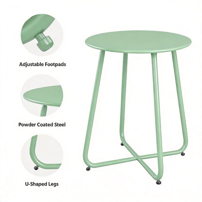 LAUSAINT HOME 18" Outdoor Side Table, Small Round Patio Table with Adjustable Footpads