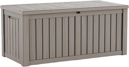 LAUSAINT HOME Resin Deck Box for Outdoor Storage - Weatherproof Patio Storage Bench