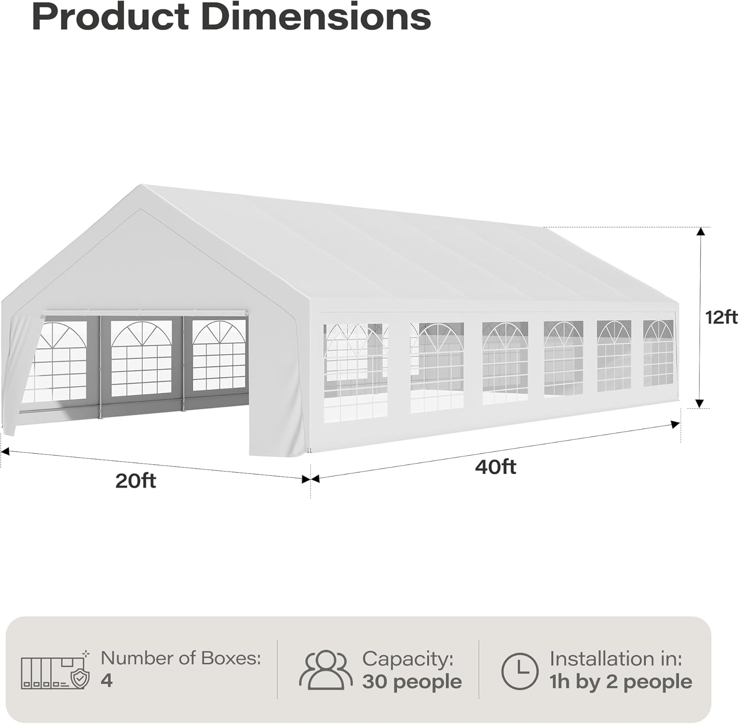 LAUSAINT HOME Party Tent Canopy, Waterproof Heavy-Duty Event Shelter with Removable Sidewalls