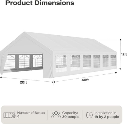 LAUSAINT HOME Party Tent Canopy, Waterproof Heavy-Duty Event Shelter with Removable Sidewalls