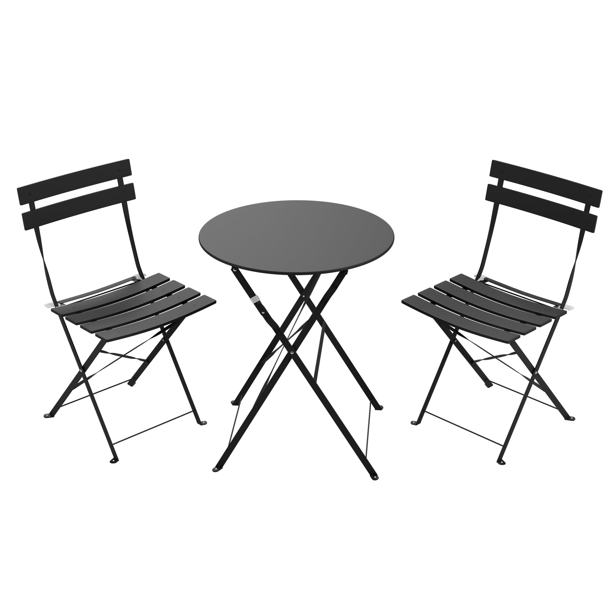 LAUSAINT HOME 3-Piece Steel Folding Bistro Set, Premium Weather-Resistant Patio Table &amp; Chairs