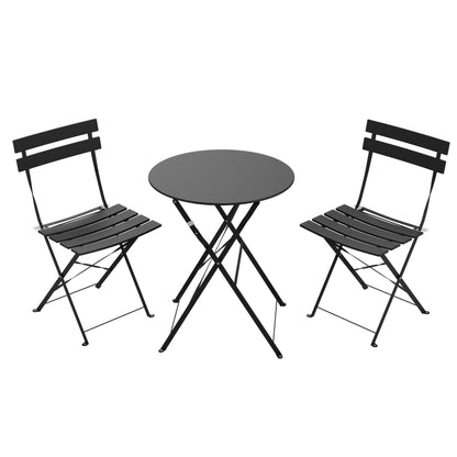 LAUSAINT HOME 3-Piece Steel Folding Bistro Set, Premium Weather-Resistant Patio Table &amp; Chairs