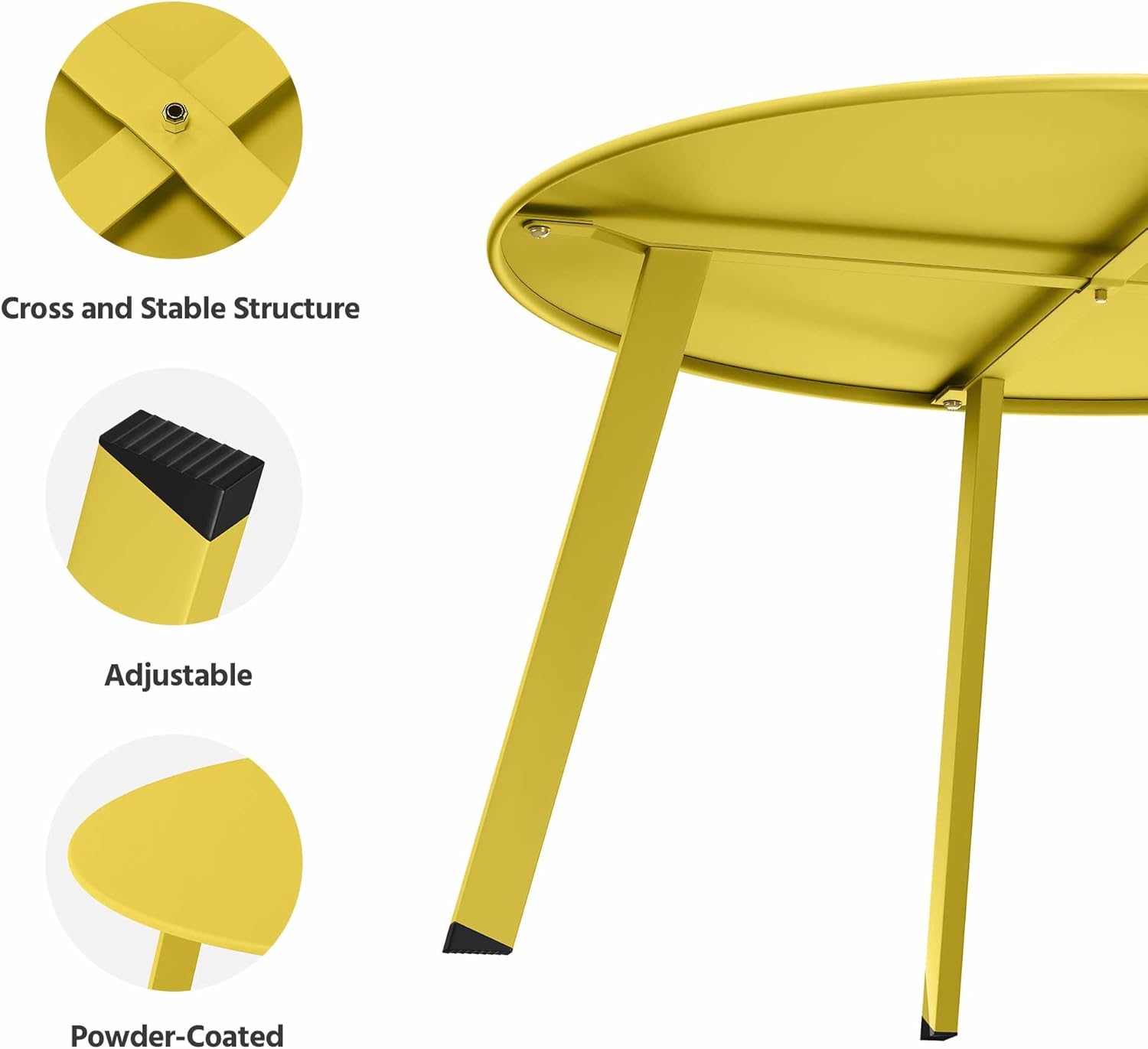 LAUSAINT HOME 27.6” Patio Round Coffee Table Metal Patio Side End Table Weather Resistant
