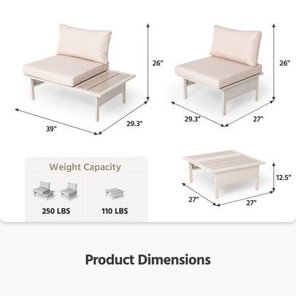 LAUSAINT HOME Patio Furniture Set, Outdoor Conversation Sets with Coffee Table