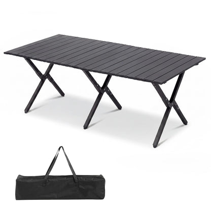 LAUSAINT HOME Camping Table, Foldable Roll Up Lightweight Steel Camp Table