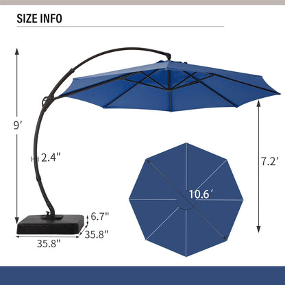 LAUSAINT HOME Outdoor Patio Umbrella with Base Included, Large Sun Shade Cantilever Umbrella Deluxe Curvy