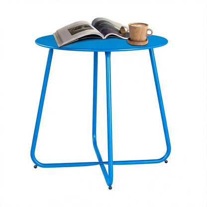 LAUSAINT HOME 18" Outdoor Side Table, Small Round Patio Table with Adjustable Footpads