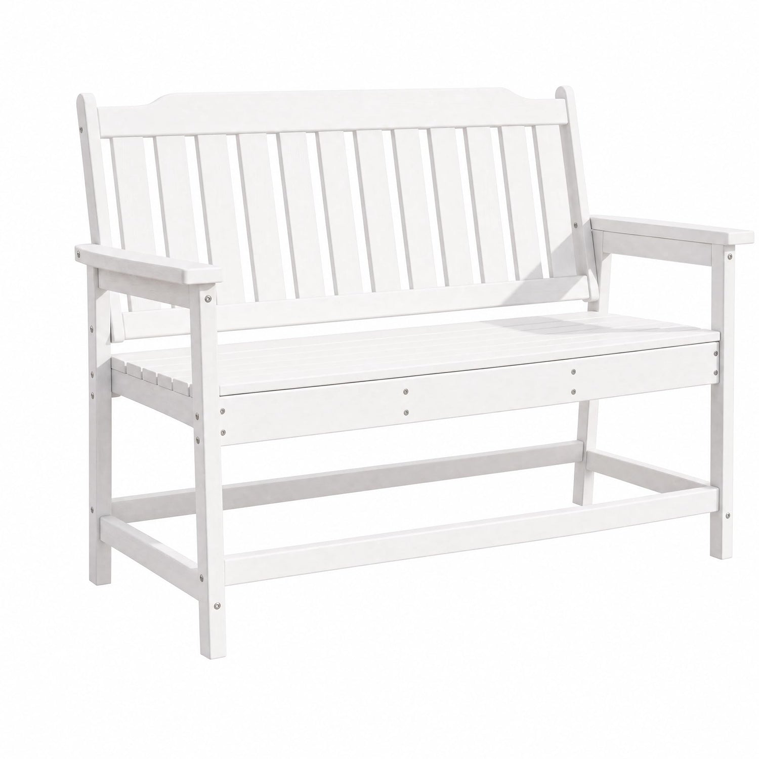 LAUSAINT HOME HDPE Outdoor Bench, Weather-Resistant Patio &amp; Porch Bench with Aluminum-Reinforced Frame