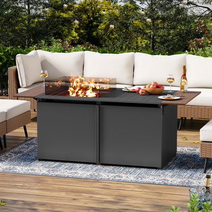 64&quot; Gas Fire Pit Table with expandable Tabletop, 55,000 BTU