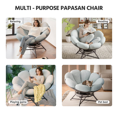 LAUSAINT HOME 40&quot; Wicker Papasan Chair with 360° Swivel Base