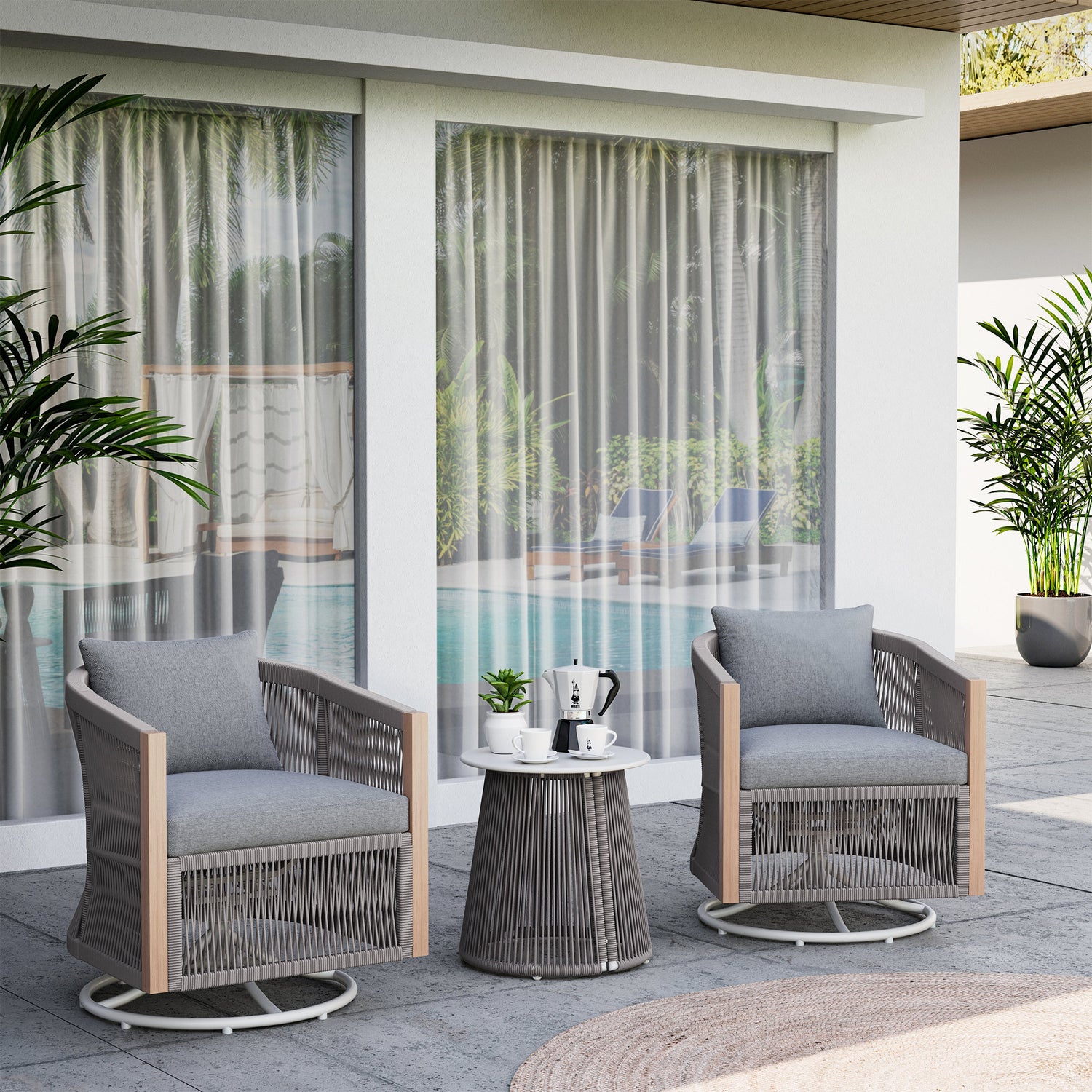 LAUSAINT HOME 3-Piece Outdoor Swivel Rocking Bistro Set