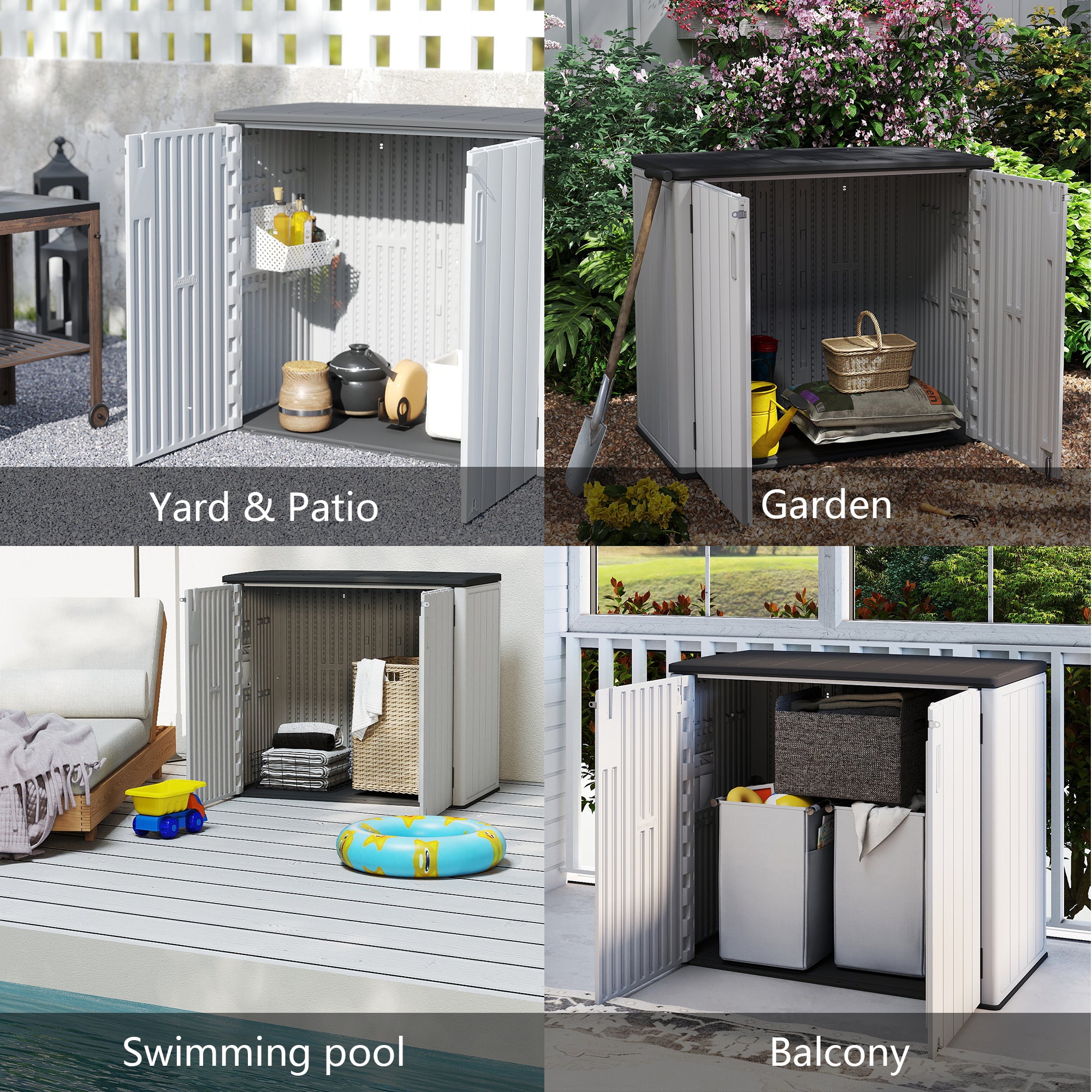 LAUSAINT HOME Vertical Storage Shed, Outdoor Storage Cabinet Resin Waterproof for Garden, Patio, Backyard