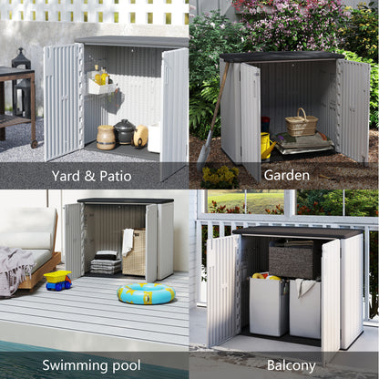 LAUSAINT HOME Vertical Storage Shed, Outdoor Storage Cabinet Resin Waterproof for Garden, Patio, Backyard