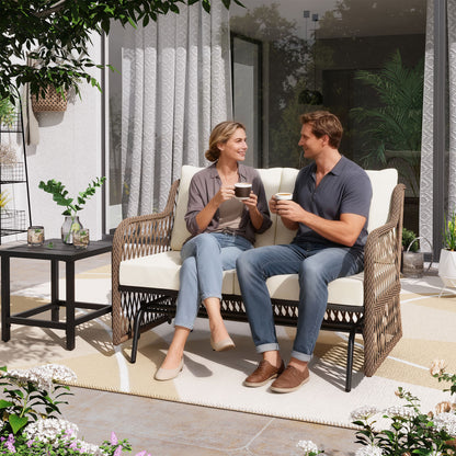 LAUSAINT HOME 2 Person Outdoor Ratten Patio Swing Glider with Cushion