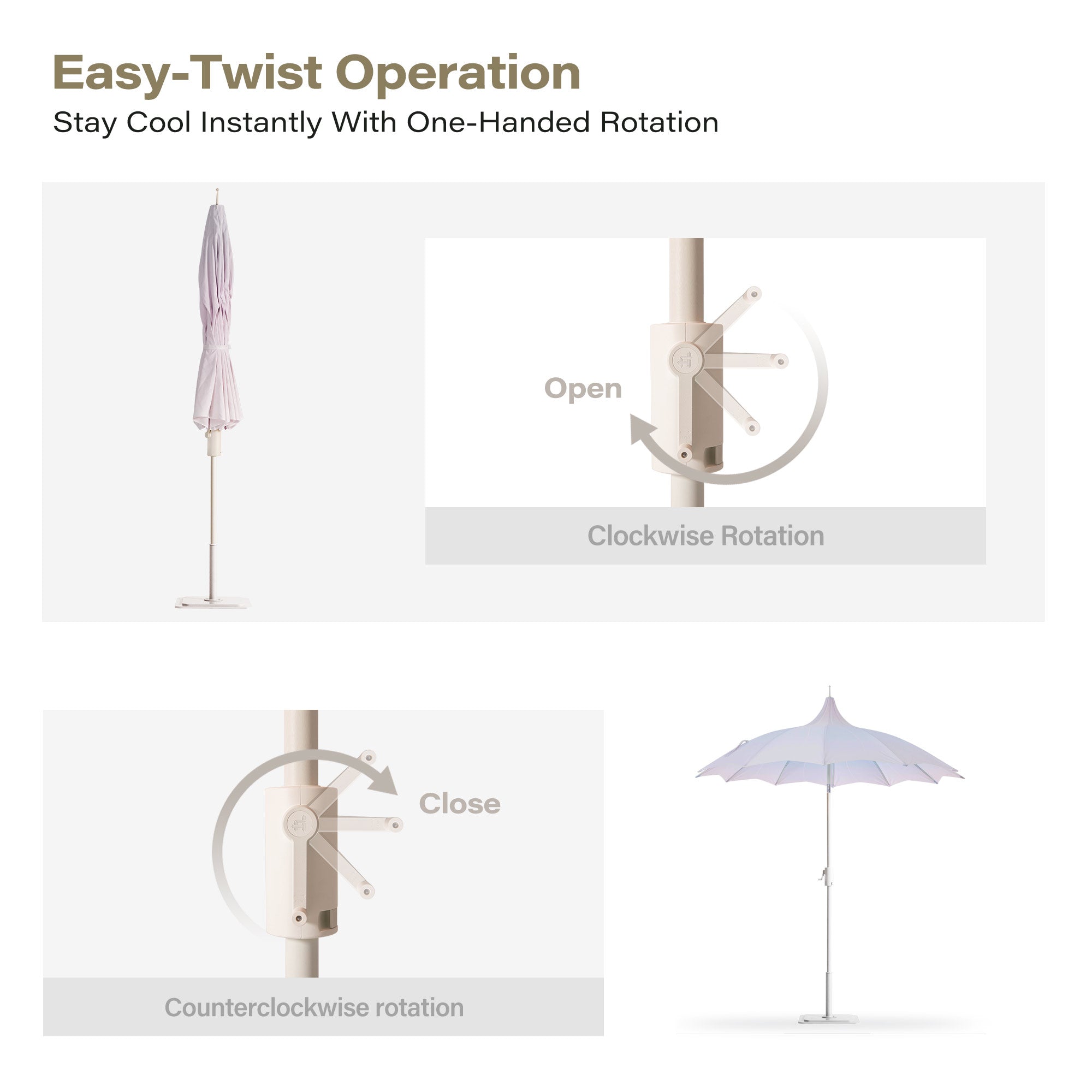 LAUSAINT HOME 9ft Outdoor Pagoda Patio Umbrella with Lights