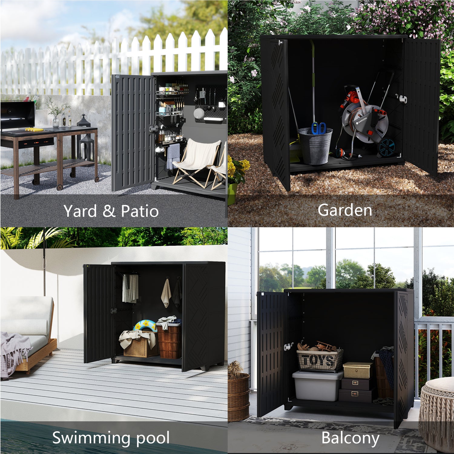 LAUSAINT HOME Decksplore Outdoor Storage Shed Weather Resistance, Horizontal Outdoor Storage Box Cabinet (No Shelves)