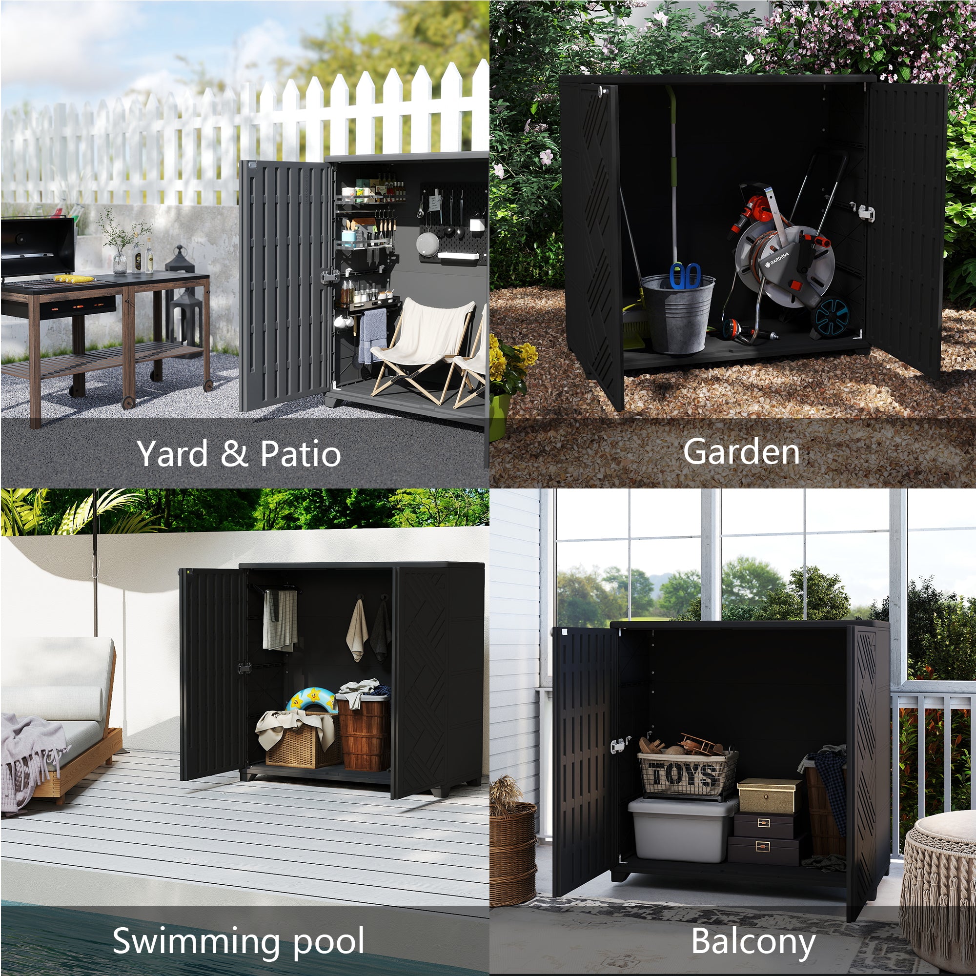 LAUSAINT HOME Decksplore Outdoor Storage Shed Weather Resistance, Horizontal Outdoor Storage Box Cabinet (No Shelves)