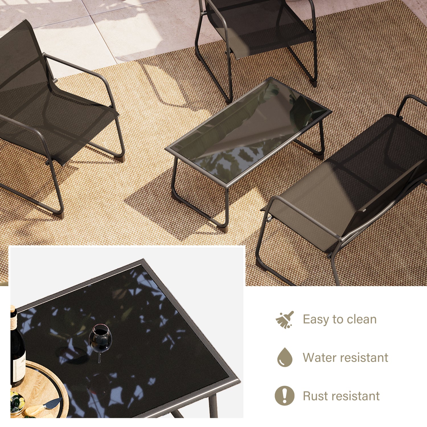 4 Pieces Oversized Textilene  Conversation Set