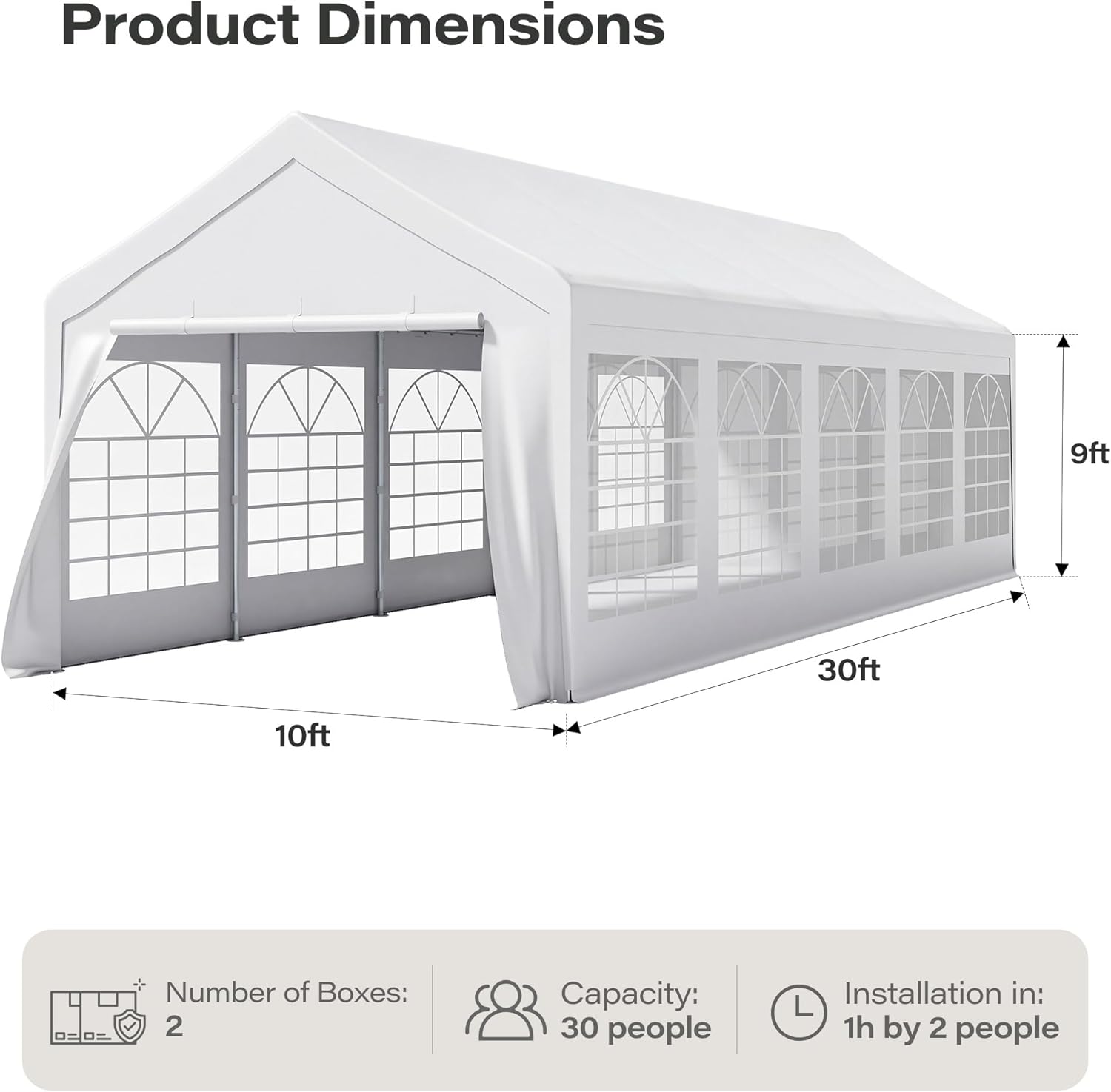 LAUSAINT HOME Party Tent Canopy, Waterproof Heavy-Duty Event Shelter with Removable Sidewalls