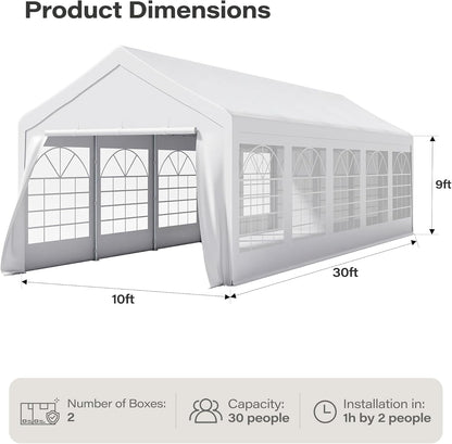 LAUSAINT HOME Party Tent Canopy, Waterproof Heavy-Duty Event Shelter with Removable Sidewalls