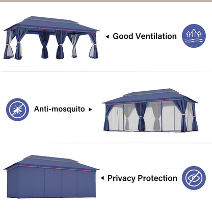 LAUSAINT HOME Semi-Permanent Outdoor Patio Gazebo 10&