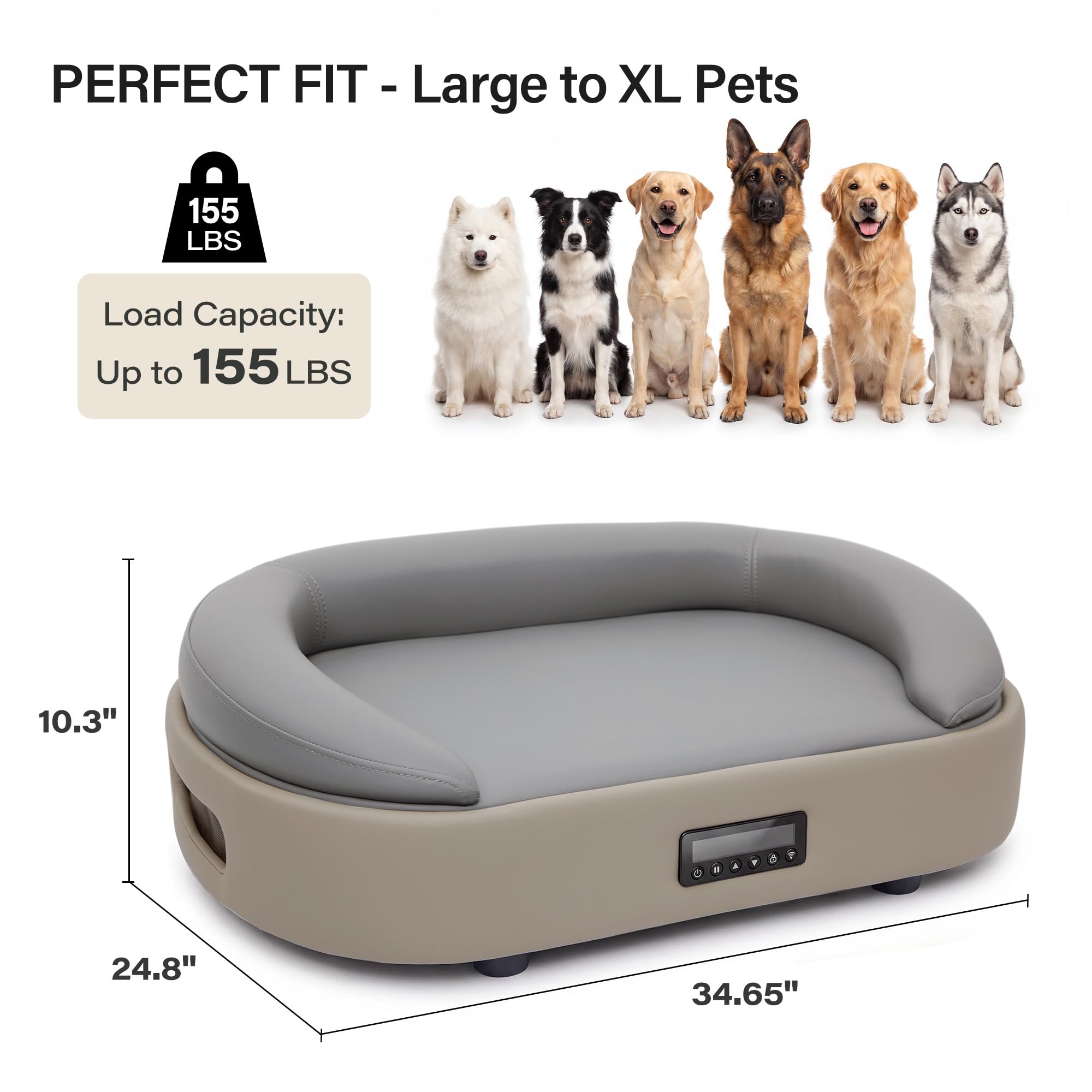 LAUSAINT HOME Heated &amp; Cooling Cat Bed with App Control, Temperature Control Dog Bed with Wear Resistant PU Leather