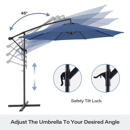 LAUSAINT HOME 10ft Offset Patio Umbrella, Cantilever Hanging Market Umbrella