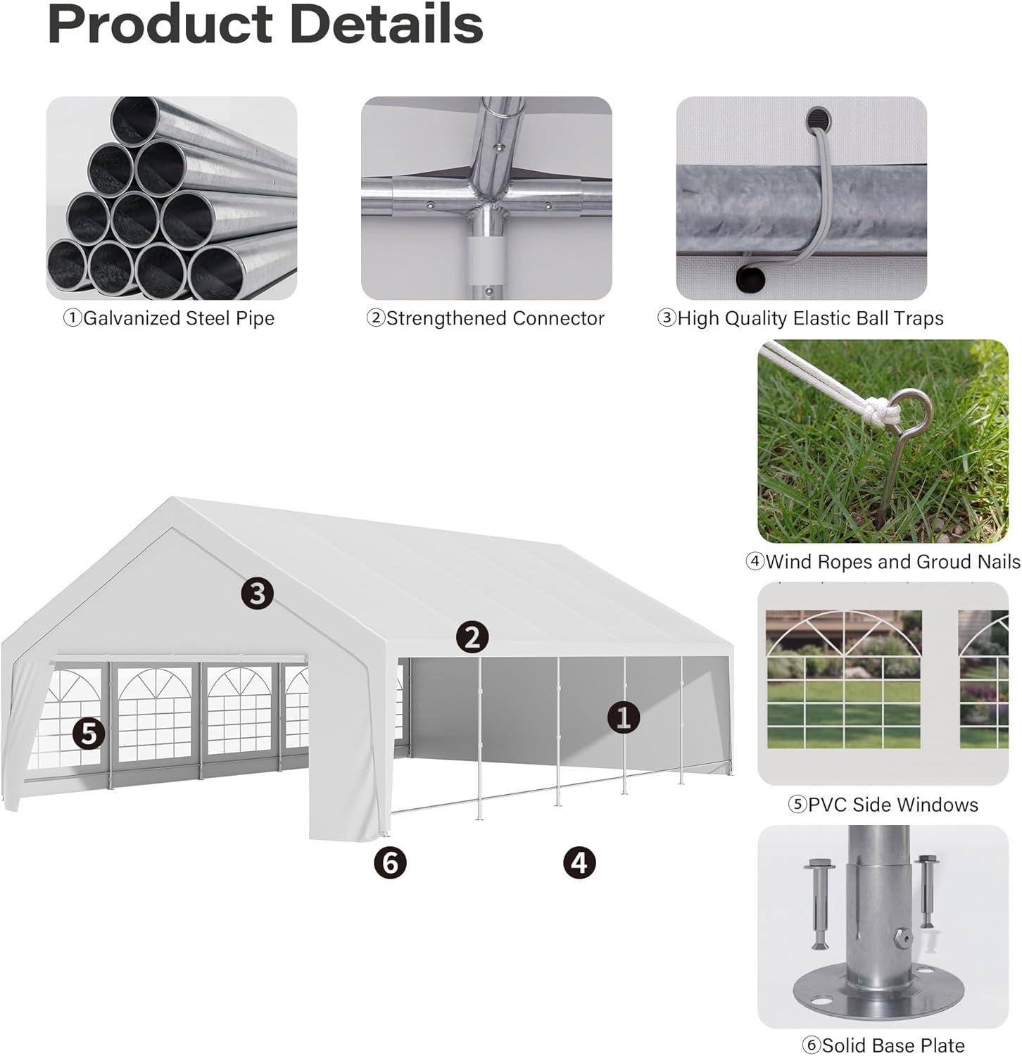 LAUSAINT HOME Party Tent Canopy, Waterproof Heavy-Duty Event Shelter with Removable Sidewalls