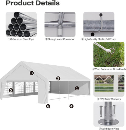 LAUSAINT HOME Party Tent Canopy, Waterproof Heavy-Duty Event Shelter with Removable Sidewalls
