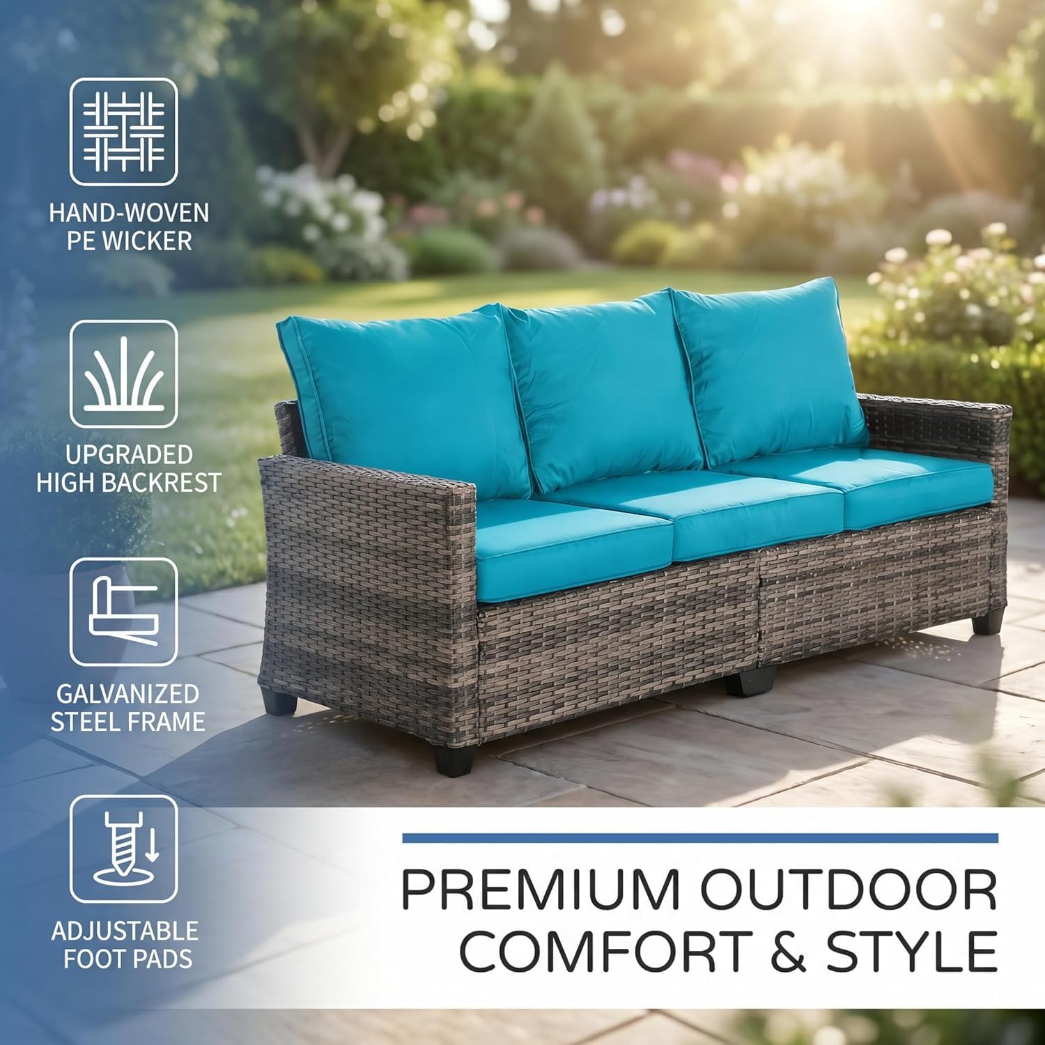 LAUSAINT HOME Outdoor Patio Furniture, Outdoor Sectional Sofa Patio Furniture Sets