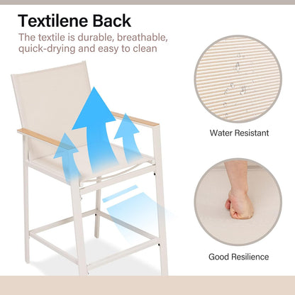 LAUSAINT HOME 3-Piece Patio Bar Set, All Weather Textilene Bar Height Table and Chairs Set