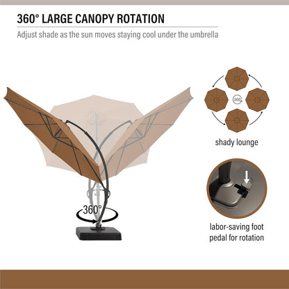 LAUSAINT HOME Outdoor Patio Umbrella with Base Included, Large Sun Shade Cantilever Umbrella Deluxe Curvy