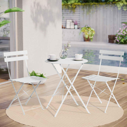 LAUSAINT HOME 3-Piece Steel Folding Bistro Set, Premium Weather-Resistant Patio Table &amp; Chairs