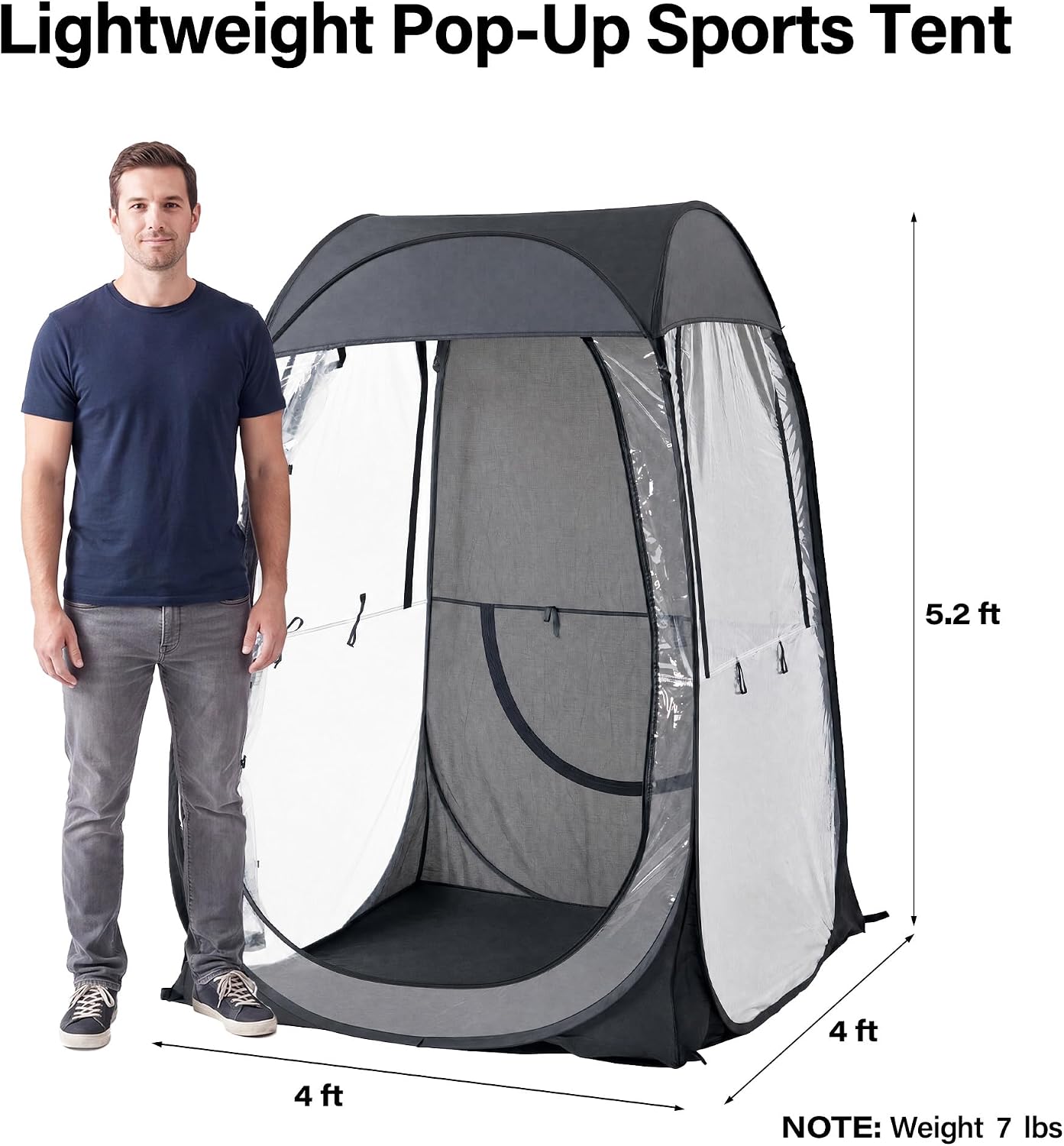 LAUSAINT HOME Pop Up Sports Tent, 4 x 4FT Clear Bubble Tent