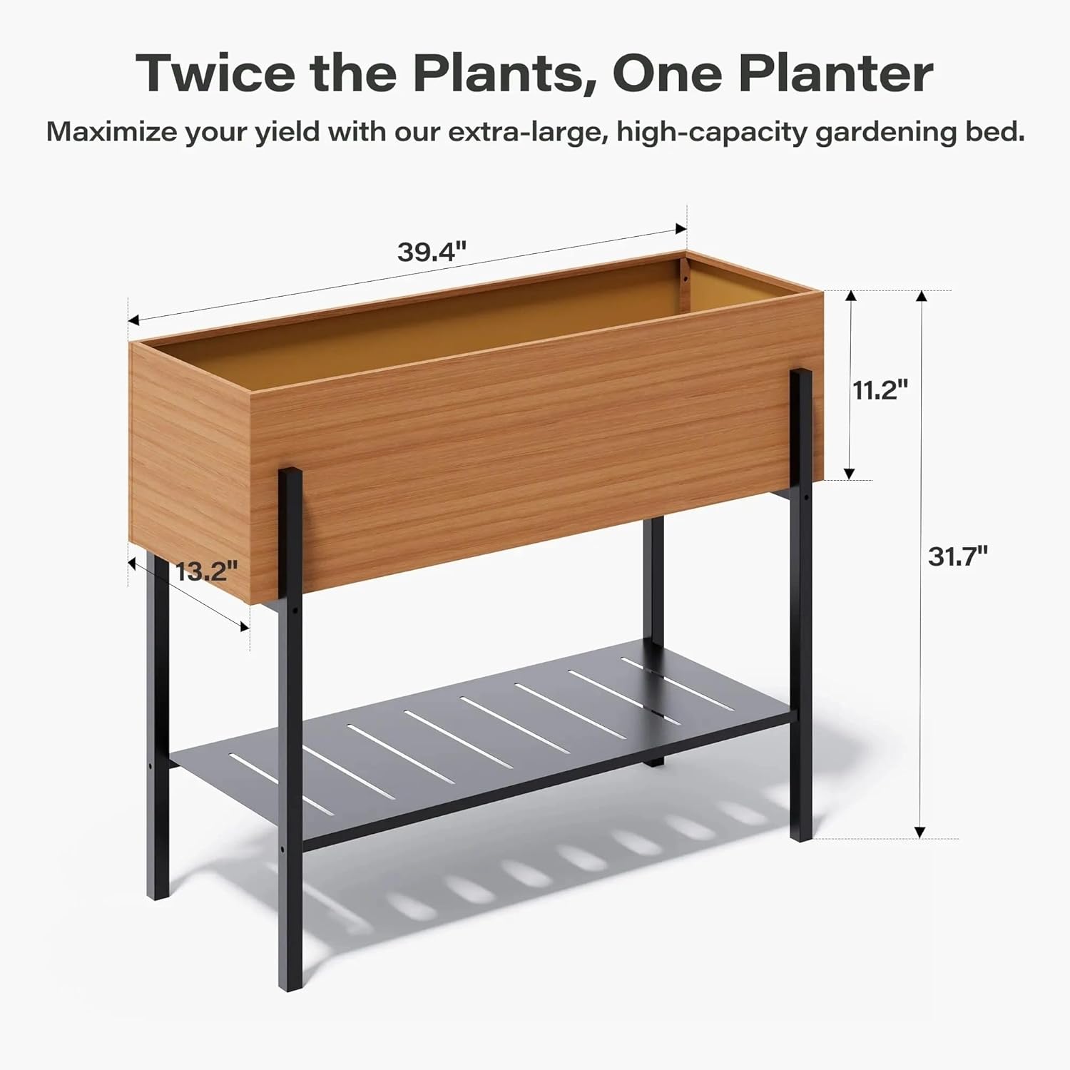LAUSAINT HOME Outdoor Raised Garden Bed with Legs and Storage Shelf, 32" Tall Metal Elevated Planter Box
