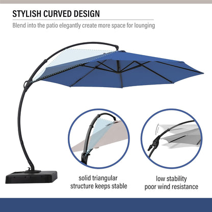 LAUSAINT HOME Outdoor Patio Umbrella with Base Included, Large Sun Shade Cantilever Umbrella Deluxe Curvy
