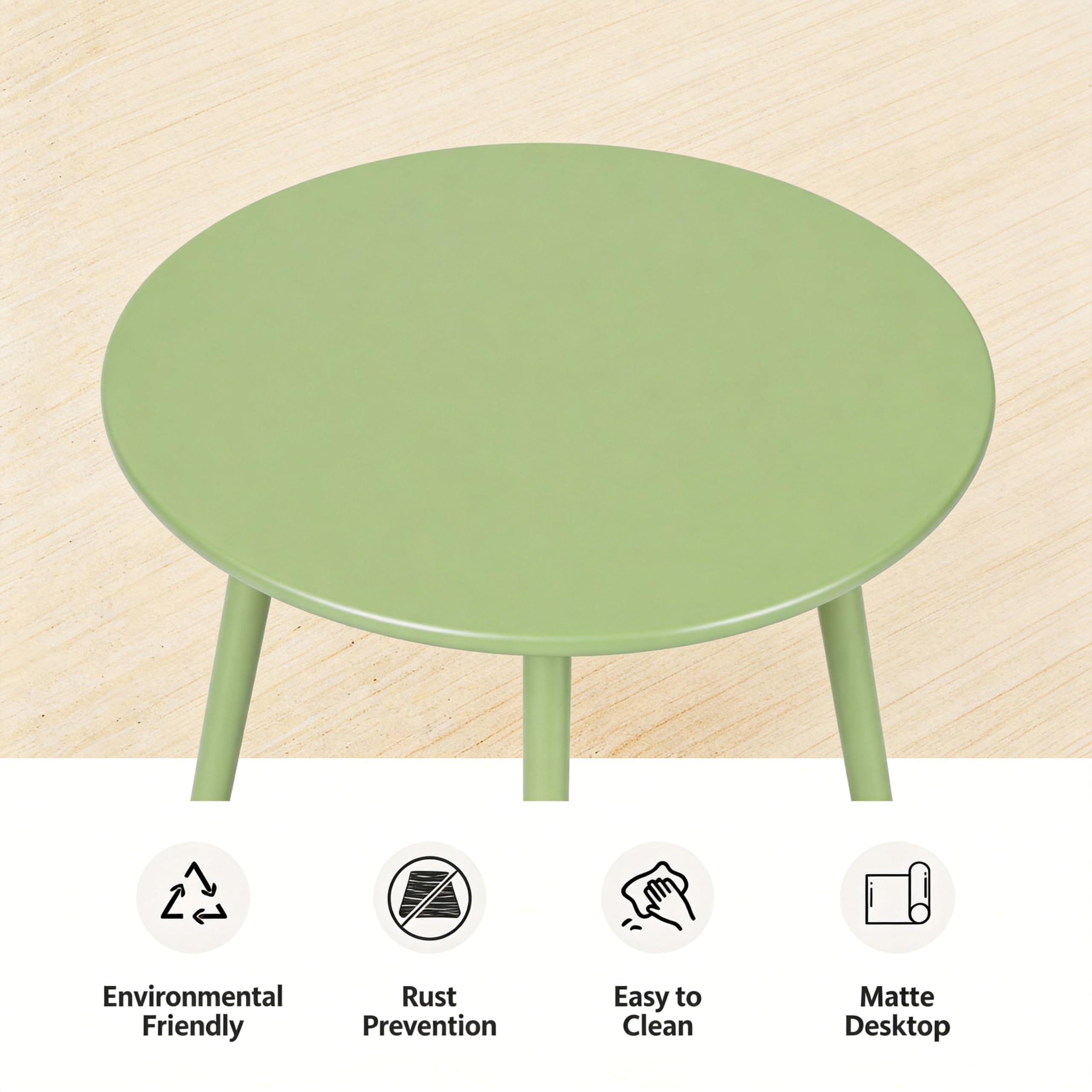 LAUSAINT HOME 18" Outdoor Side Table, Small Round Patio Table with Adjustable Footpads