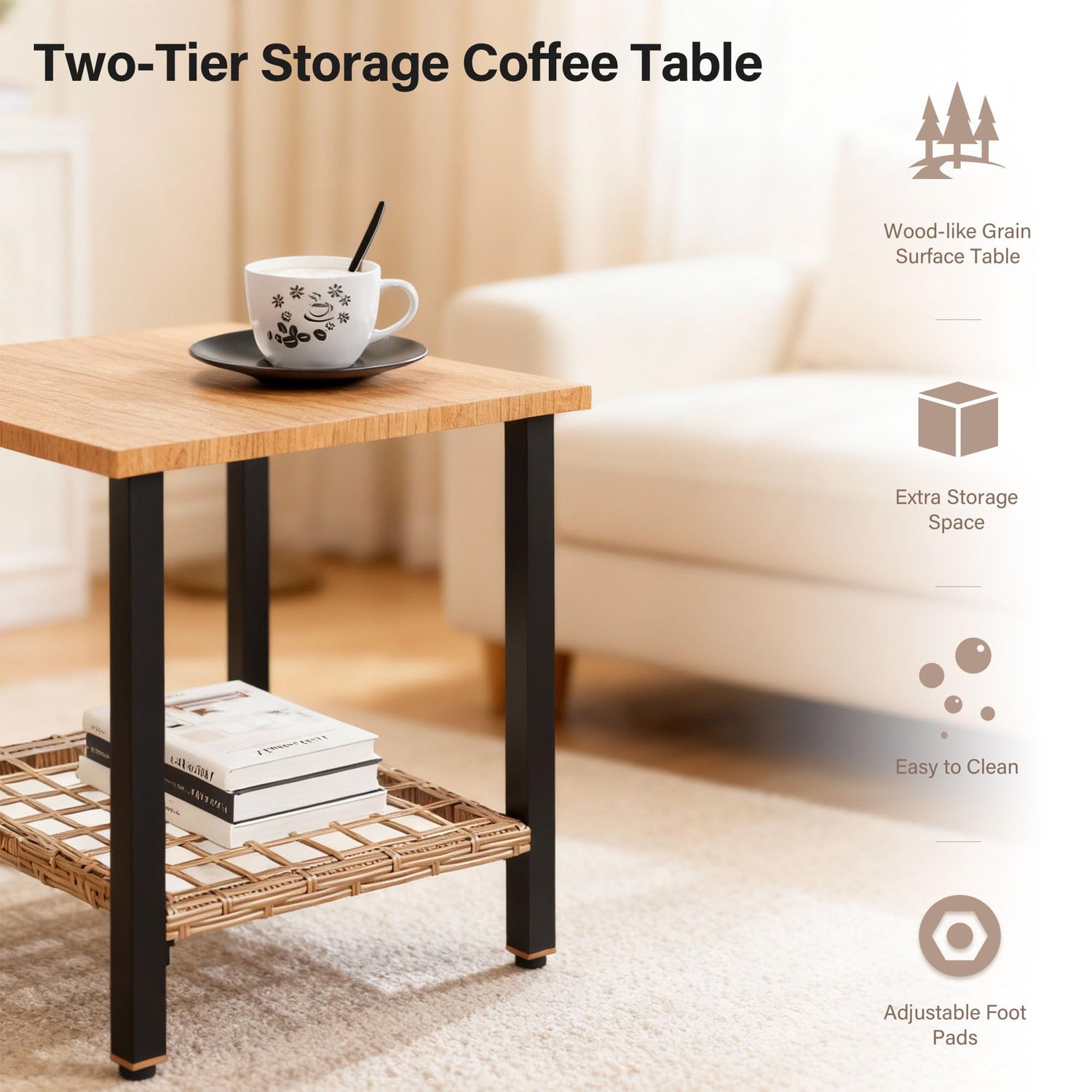 LAUSAINT HOME 3 Pieces Rocking Patio Bistro Set, Wicker Outdoor Conversation Set