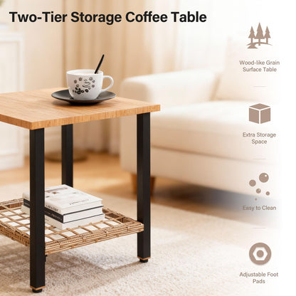 LAUSAINT HOME 3 Pieces Rocking Patio Bistro Set, Wicker Outdoor Conversation Set