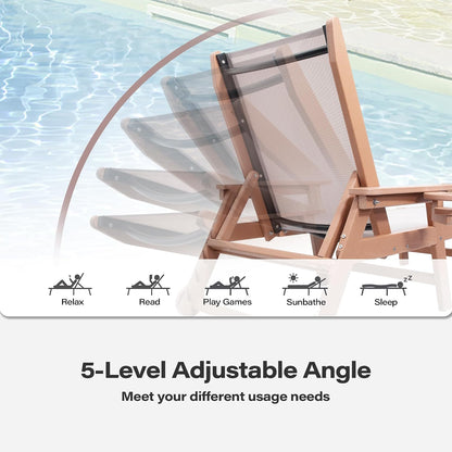 LAUSAINT HOME Outdoor Chaise Lounge Chair, 5-Position Adjustable Patio Lounge Chair