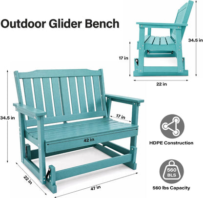 LAUSAINT HOME 2-Person HDPE Outdoor Glider Bench