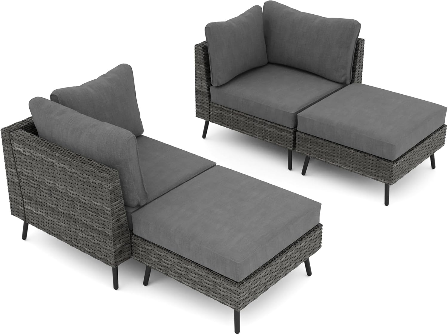 LAUSAINT HOME 4 Piece Outdoor Patio Furniture, Outdoor Sectional Sofa All Weather Grey