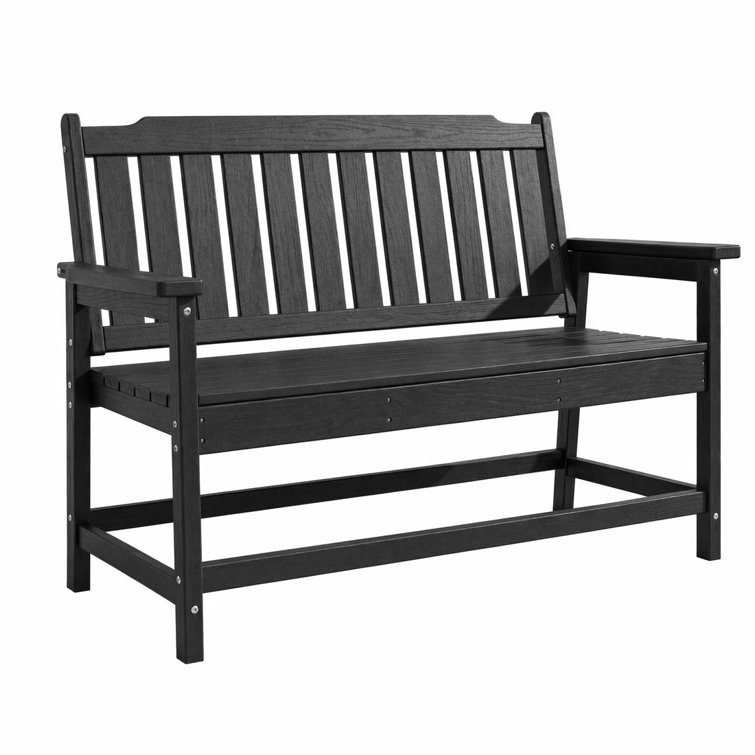 LAUSAINT HOME HDPE Outdoor Bench, Weather-Resistant Patio & Porch Bench with Aluminum-Reinforced Frame