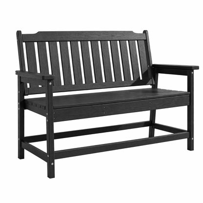 LAUSAINT HOME HDPE Outdoor Bench, Weather-Resistant Patio &amp; Porch Bench with Aluminum-Reinforced Frame