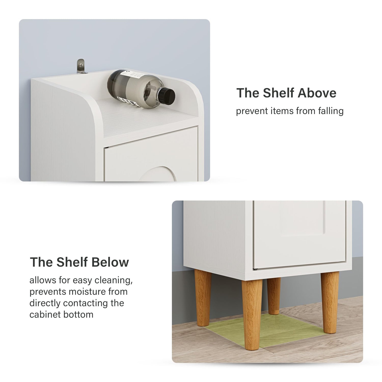 LAUSAINT HOME Tall Narrow Storage Cabinet, Slim Bathroom Storage Cabinet with 4 Shelves